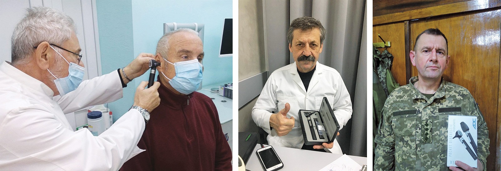 Donated otoscopes being used in Ukraine.